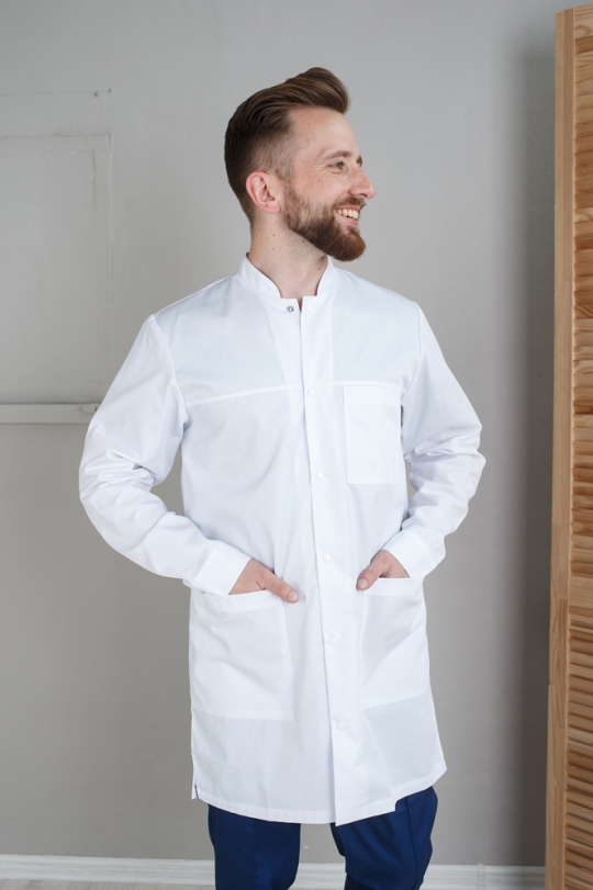 Чоловічий медичний халат (вкорочений/білі кнопки) "Богдан"