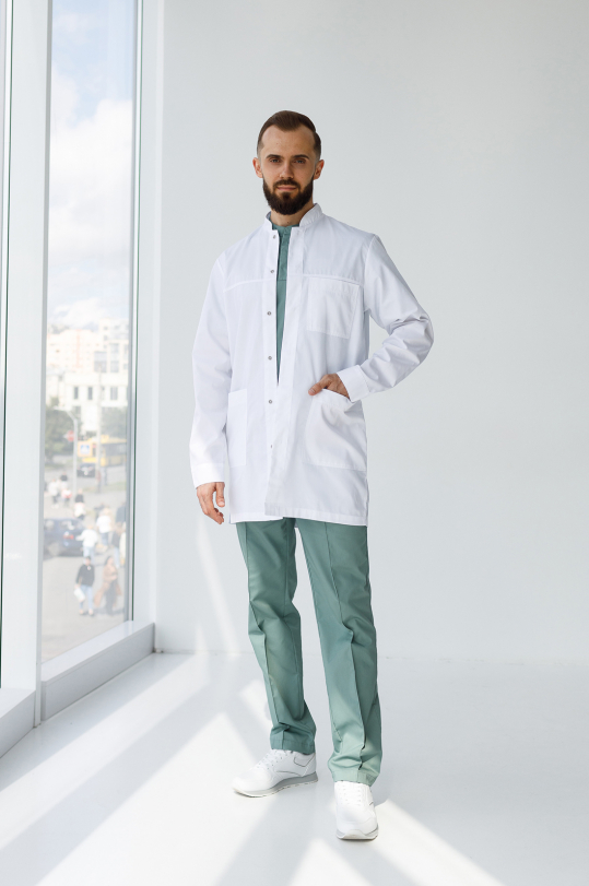 Чоловічий медичний халат (укорочений/приховані кнопки) "Богдан" 