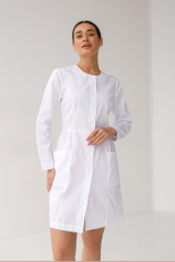 Жіночий медичний халат (білі кнопки / довгий рукав) "Венера"