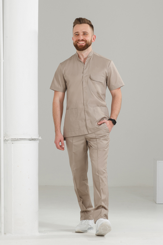 Мужской медицинский костюм (песочный) "Роман"