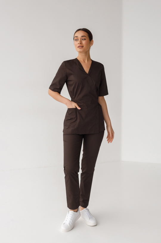 Женский медицинский костюм (шоколадный) "Мирра"