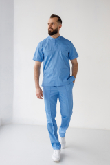 Мужской медицинский костюм (голубой) "Максим"