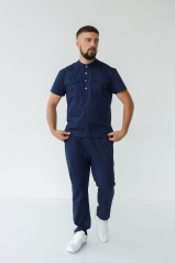 Мужской медицинский костюм (синий/стрейч) "Феликс"