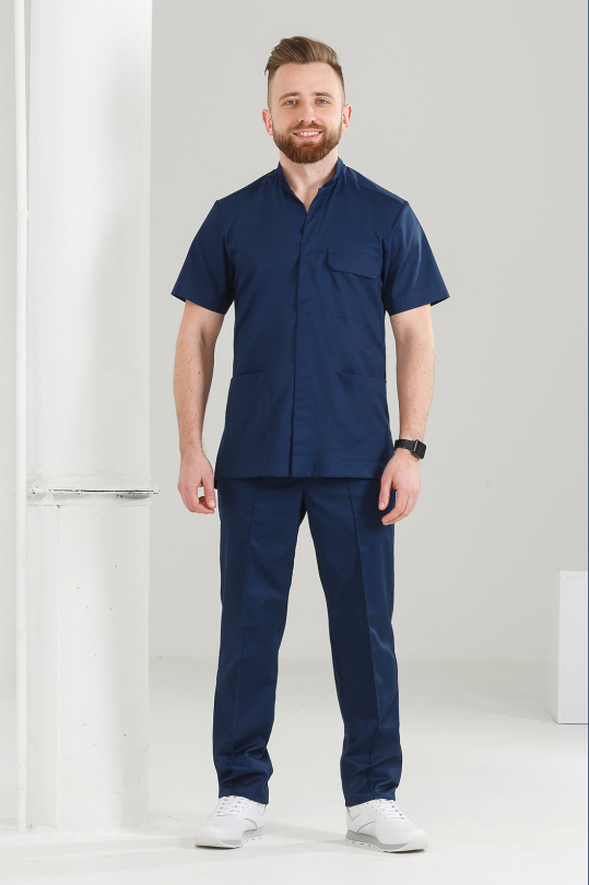 Мужской медицинский костюм (синий) "Роман"