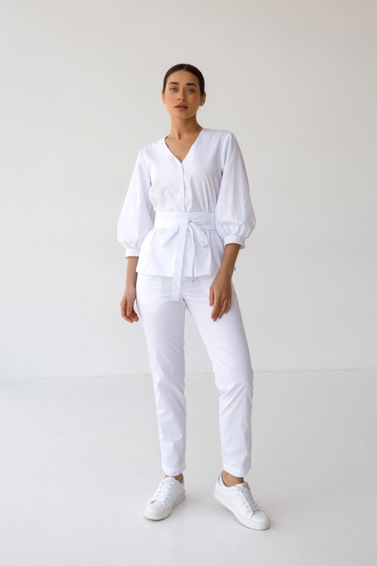 Жіночий медичний костюм (білий) "Жасмін" 
