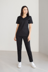 Женский медицинский костюм (стрейч/черный) "Рада"