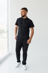 Мужской медицинский костюм (стрейч/черный) "Феликс"