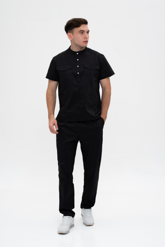 Чоловічий медичний костюм (стрейч / чорний) "Фелікс"