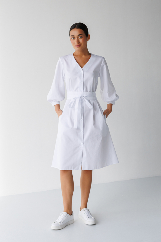 Жіночий медичний халат (білий) "Жасмін" 