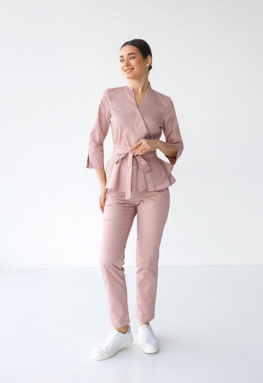 Женский медицинский костюм (пудра) "Жаклин"