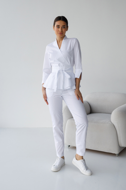 Женский медицинский костюм (белый) "Жаклин"