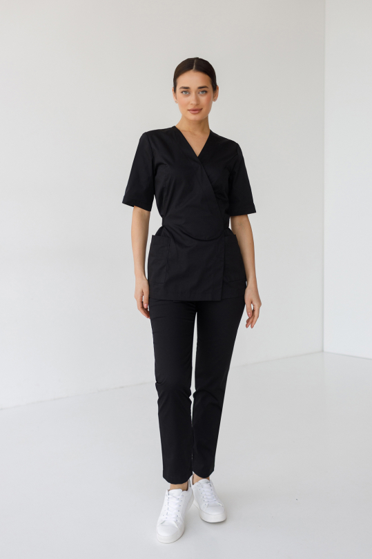 Женский медицинский костюм (черный) "Мирра"