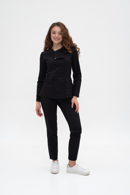 Жіночий медичний костюм (стрейч/чорний) "Віолетта"