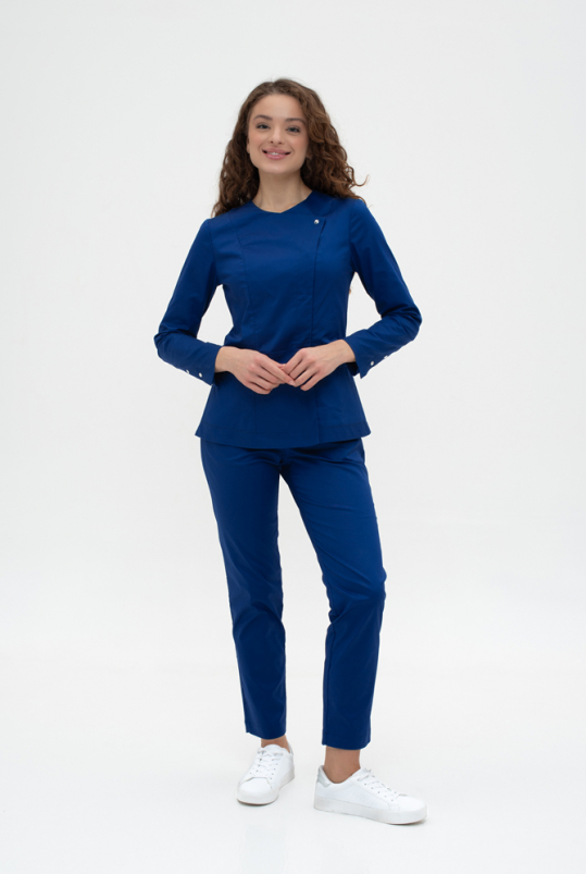 Жіночий медичний костюм (стрейч/синій) "Віолетта"