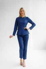 Жіночий медичний костюм (стрейч/синій) "Віолетта"