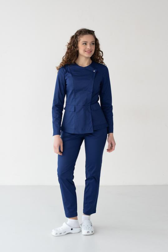 Жіночий медичний костюм (стрейч/синій) "Віолетта"