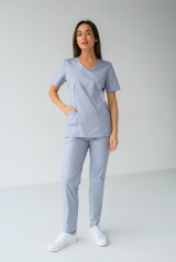 Женский медицинский костюм (стрейч/серый) "Рада"