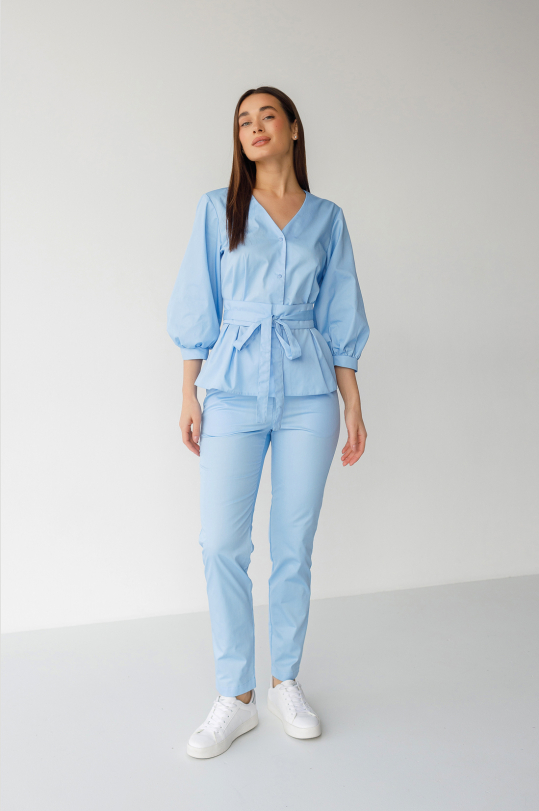 Женский медицинский костюм (голубой) "Жасмин"