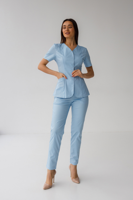 Женский медицинский костюм "Соломия" (стрейч / нежно-голубой)