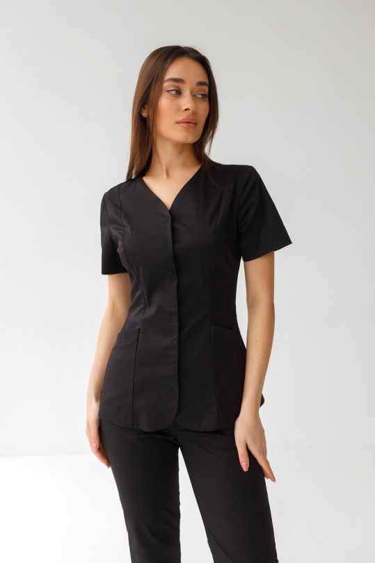 Женский медицинский костюм "Соломия" (стрейч / черный)