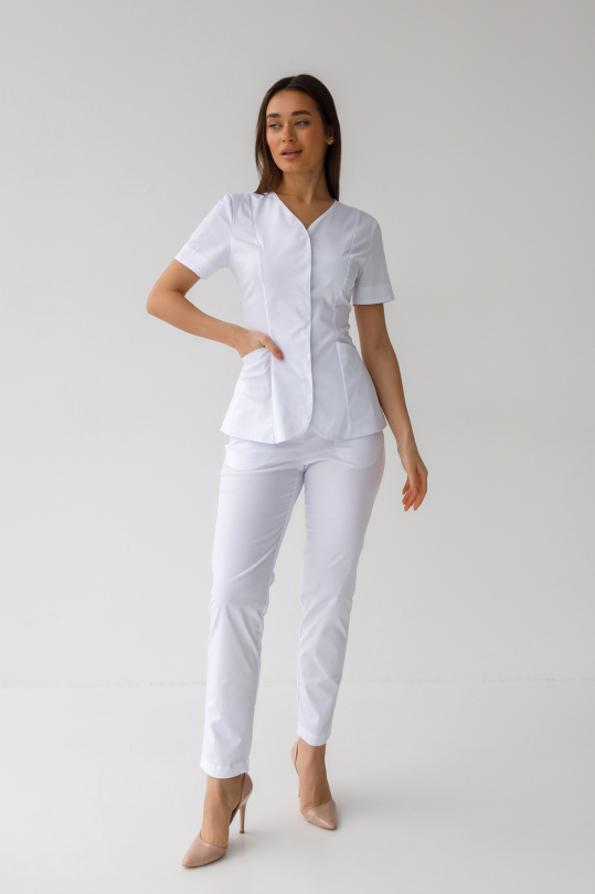 Женский медицинский костюм "Соломия" (стрейч / белый)