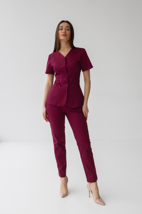 Женский медицинский костюм "Соломия" (стрейч / марсала)