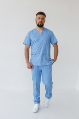 Чоловічий медичний костюм (блакитний /стрейч) "Руслан"