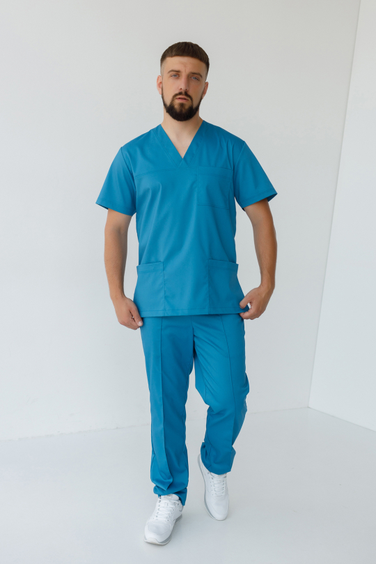 Мужской медицинский костюм (морская волна /стрейч) "Руслан"