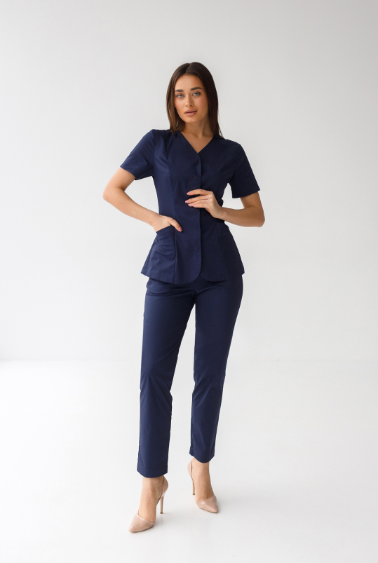Женский медицинский костюм "Соломия" (стрейч / синий)