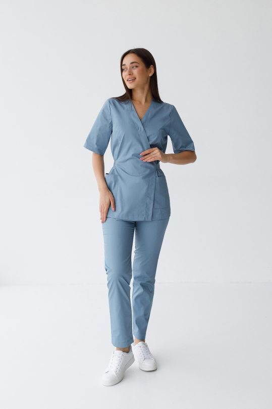 Женский медицинский костюм (серо-голубой) "Мирра"