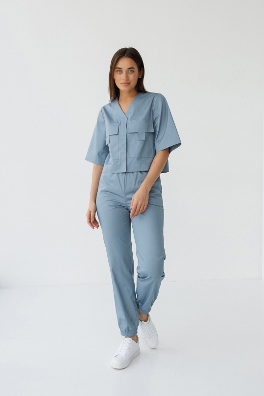 Женский медицинский костюм (серо-голубой) "Ивона"