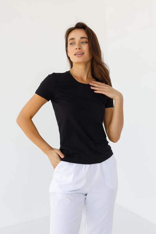 Женская футболка приталенная (черный)