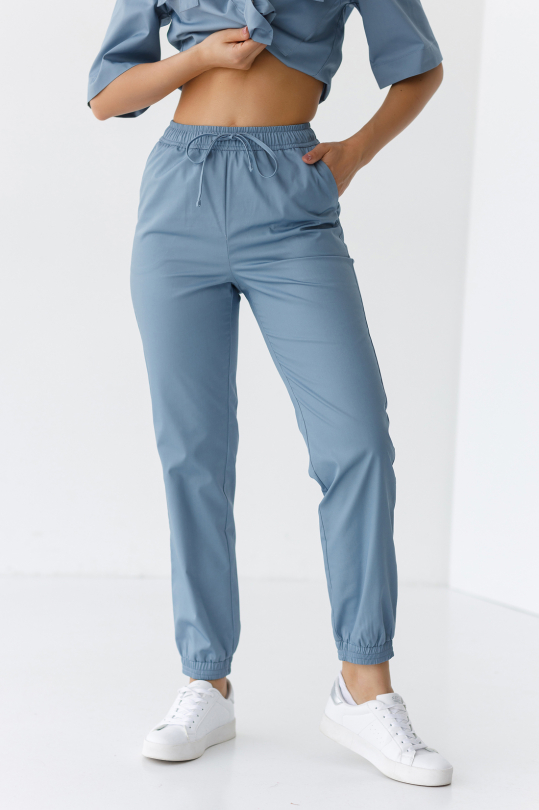 Женские медицинские джоггеры (серо-голубой)