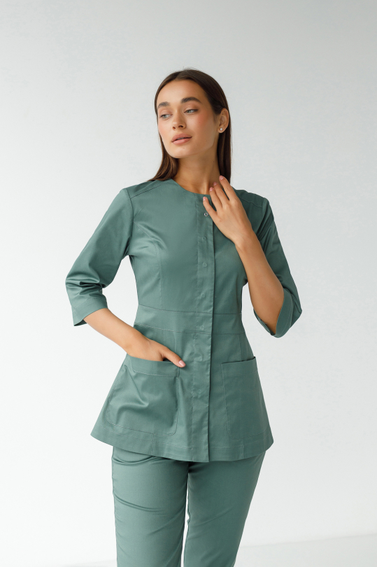 Женский медицинский костюм (стрейч / травяной) "Грейс"