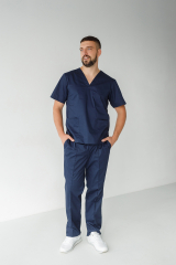 Мужской медицинский костюм (синий /стрейч) "Руслан"