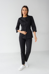 Жіночий медичний костюм (стрейч/чорний) "Венера"
