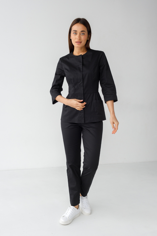 Жіночий медичний костюм (стрейч/чорний) "Венера"