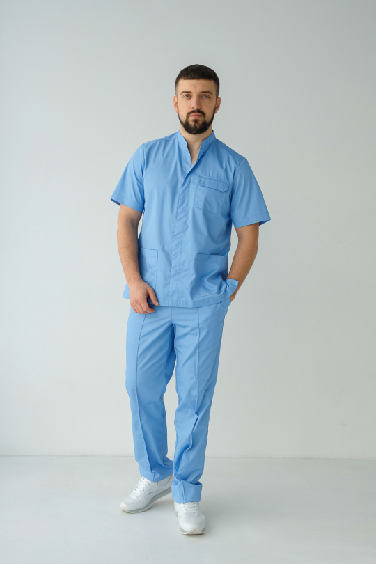 Мужской медицинский костюм (голубой) "Роман"