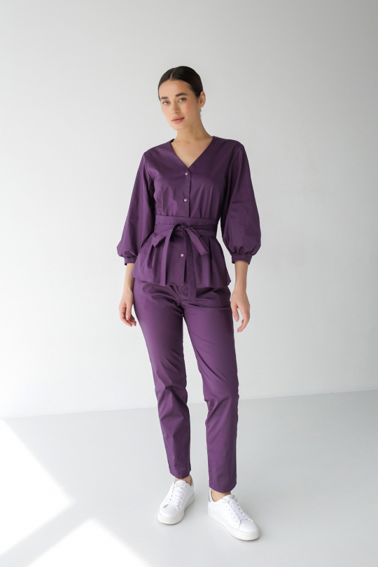 Женский медицинский костюм (стрейч / фиолетовый) "Жасмин"