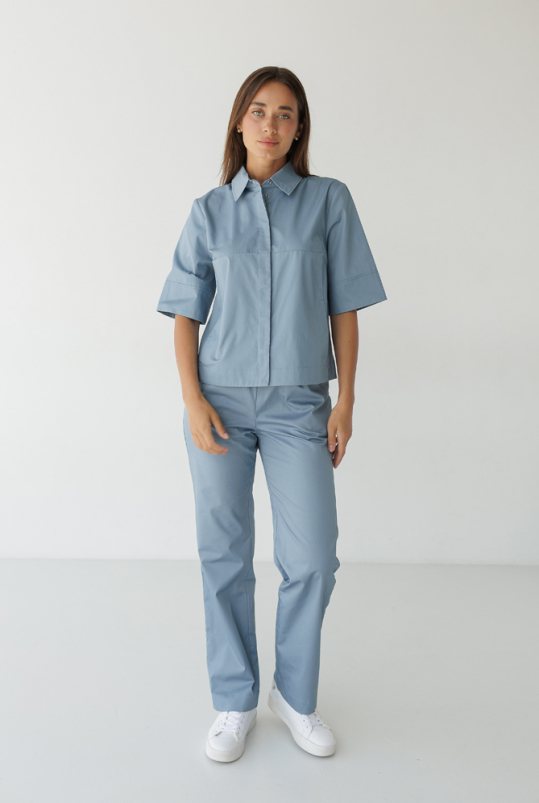 Женский медицинский костюм (серо-голубой) "Адель"