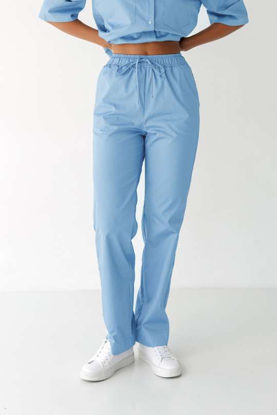 Женские медицинские брюки "Адель" (голубой/удлиненные)
