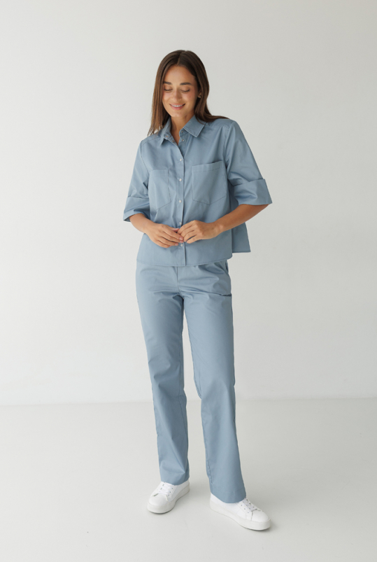 Женский медицинский костюм (серо-голубой) "Аманда"