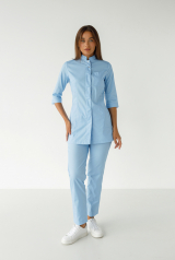 Жіночий медичний костюм (блакитний / стрейч) "Кароліна"