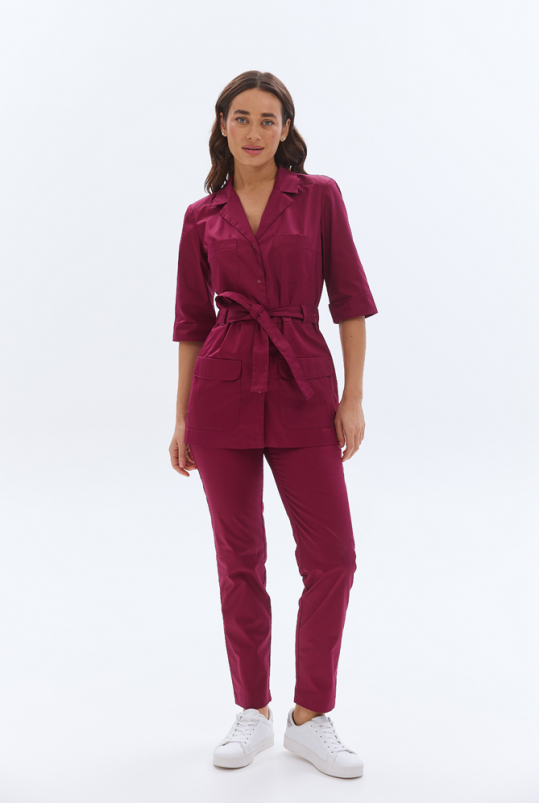 Жіночий медичний костюм (стрейч/марсала) "Мадлен"