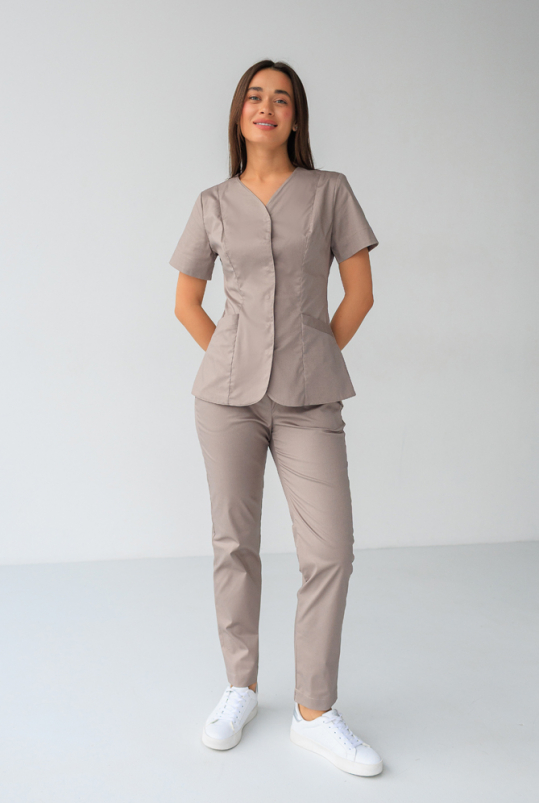 Женский медицинский костюм "Соломия" (стрейч / мокко)