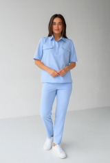 Женский медицинский костюм (голубой / premium) "Лорен"