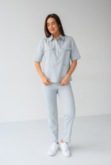 Женский медицинский костюм (серый / premium) "Лорен"
