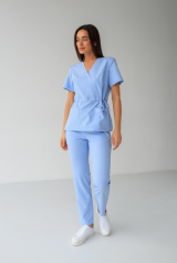Женский медицинский костюм (стрейч/голубой) "Лора"