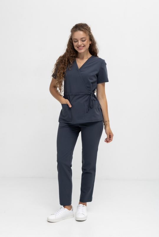 Женский медицинский костюм (стрейч/графит) "Лора"