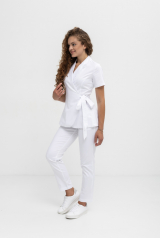Женский медицинский костюм (белый / стрейч) "Мия"